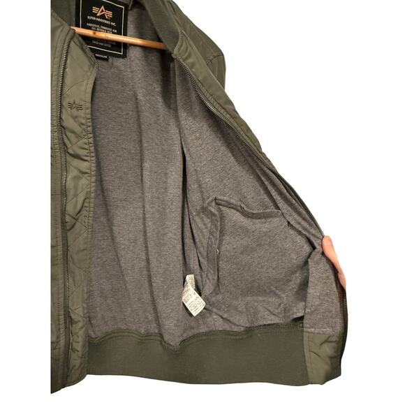 Alpha Industries M Bomber Flight Jacket MA-1 T-Shirt Liner Slim Japan Army Green - Picture 5 of 10